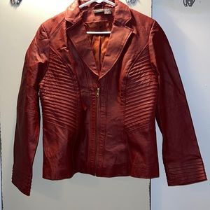 Shape FX 100% Leather Front Zip Jacket Size 18